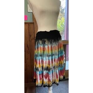 Women One Size Multi Color Tie Dye Dance Fairy Circle Skirt Rough Edge Waistband